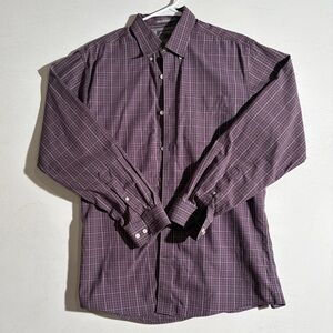 Eddie Bauer Men's Purple Plaid Button Down Shirt